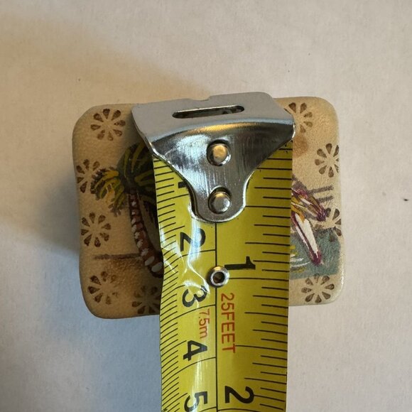 Vintage Faux-Leather Hinged Trinket Box "Puerto Rico" Souvenir, Painted Parrots - Picture 5 of 5